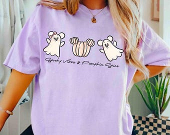 Comfort Color  Mickey Minnie Ghost shirt Spooky Season with Pumpkin tee Minnie Boo T-shirt Halloween Party Mickey Not So Scary