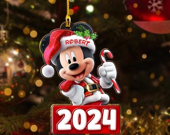 Personalized Mickey Christmas Ornament, Mickey Mouse Ornament 2024,  Keepsake 2024 Ornament, Mickey Ornament, world Christmas