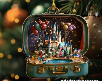Personalized  Castle Christmas Ornament, Princess Castle Ornament For Kids, Mickey Mouse Ornament,  Castle Xmas Tree Decor 2D