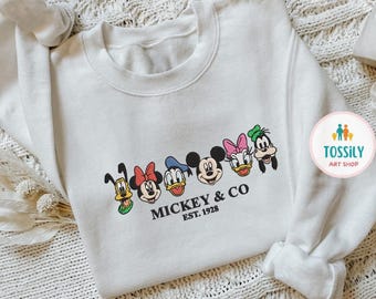 Embroidered Mickey & Co 1928 Shirt, Retro Vintage  Shirt, Mickey And Friends Shirt, world Family Trip Shirts  Trip Shirt