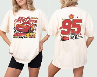 Comfort Colors Two sided Vintage Lightning McQueen Shirt | Radiator Springs Tee | Rusteze Cars Shirt | Disney Family Vacation Apparel