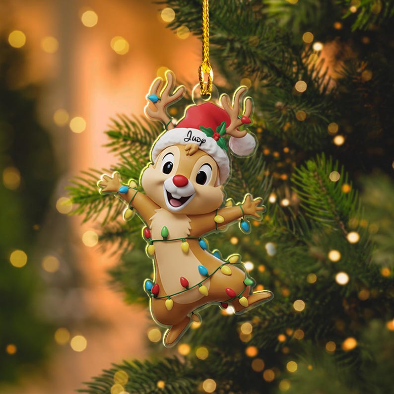 Personalized Chip and Dale Ornament, Custom Christmas Chip N' Dale
