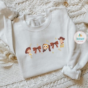 Toy Story Coquette Embroidered Shirt, Toy Story Sweatshirt, Hollywood Studios Shirt, Disney Shirt Toy Cartoon Characters Embroidered Tee
