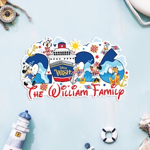 Custom Family & Cruise Ship Name  Cruise Line Magnet, Mickey and friends  Magnet, Family sign  Wish Dream Treasure magnet