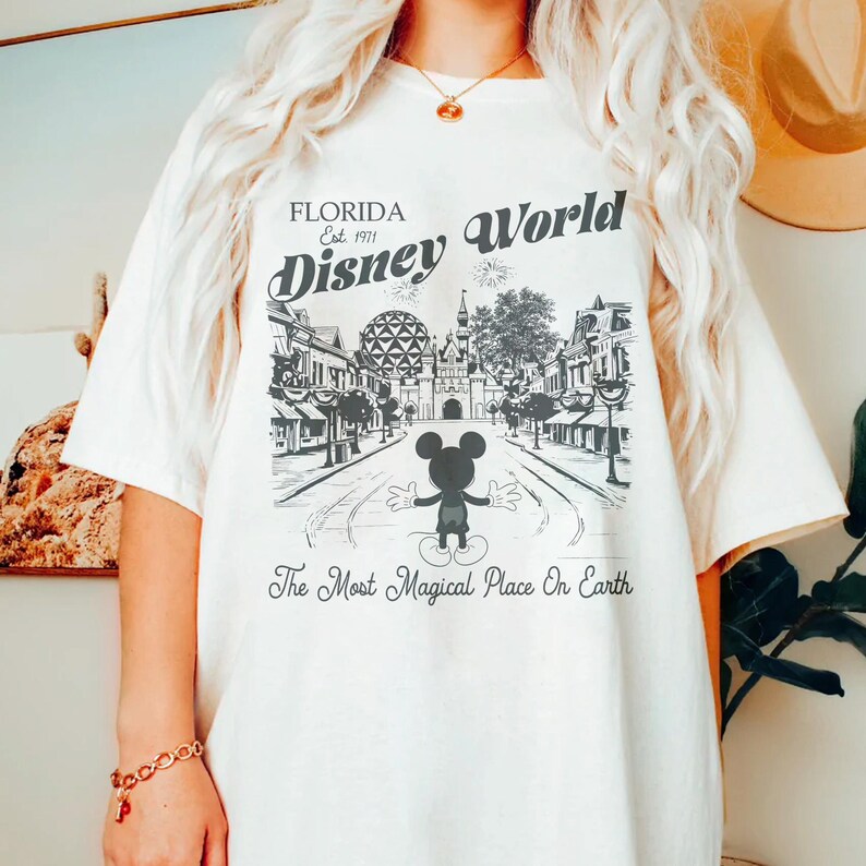 Retro Walt Disney World Shirt, Disney Tee, Mickey And Co Shirts, Magic Kingdom Tee, Epcot 1982 Tee, Disney Vacation Top, Mickey Balloon image 3