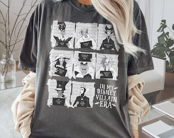 Retro Disney Villains Mugshot Lineup Shirt Evil Queen Ursula Scar Maleficent Jafar Halloween Disney Tee Comfort Colors Villain Trip Shirt
