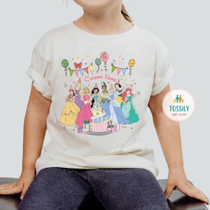 Chemises anniversaire princesse Disney, chemise anniversaire princesse, t-shirt anniversaire fille Disney, chemise fête d&#39;anniversaire princesse, chemise voyage princesse filles