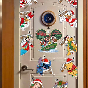 Personalized Disney All Characters Mickey & Friends Magnet, Custom Very Merrytime Cruise Magnet, Disney Christmas Magnets, Stateroom Decor
