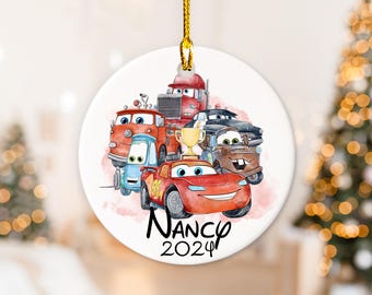 Personalized  Cars Christmas Ornament, Lightning McQueen Tow Mater Family Ornament, Kids Name Ornament, Christmas Decor