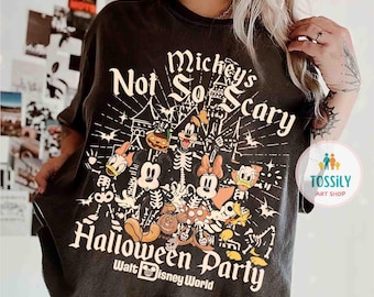 Vintage Mickey's Not So Scary 2025 Shirt, WDW Halloween Family Costume Outfit, Disney Halloween Shirt, Mickey & friends Skeleton Shirt