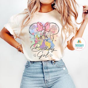 Chemises anniversaire princesse Disney, chemise anniversaire princesse, t-shirt anniversaire fille Disney, chemise fête d&#39;anniversaire princesse, chemise voyage princesse filles