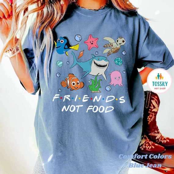 Finding Nemo Shirt Friends Not Food Shirt Cute Nemo Dory Squirt Sheldon, Bruce Shark T-shirt,  Kid Tee, Trip Comfort Colors