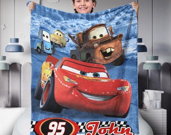 Personalized  Cars Character Blanket, Lightning McQueen Tow Mater Blanket,  Cars Blanket, Birthday Boy Girl Gift Blanket