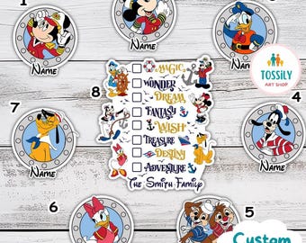 Personalized  Cruise Ship Checklist Cruise Door Magnet, Mickey & Friends  Cruise 2025 Magnet  Wish Wonder Fantasy Treasure