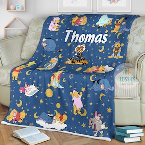 Personalized  Winnie the Pooh blanket Pooh Bear and friends blanket Birthday gift for her/him, Kids Adults blanket Pooh Blanket Baby Blanket