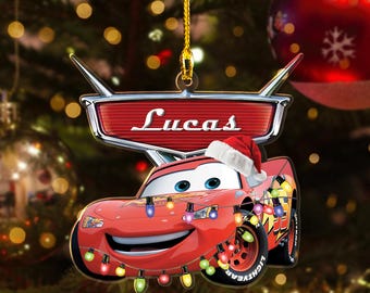 Personalized Cars Christmas Ornament, Racing Cars 2025 Christmas Tree Decor,  Lightning McQueen Decor Gift, Xmas Ceramic Ornament