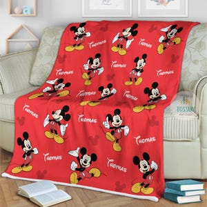 Disney Mickey Mouse Custom Name Blanket Mickey Mouse Blanket WDW Disneyland Mickey Fan Gift, Birthday Girl Disney Blanket Kids Blanket