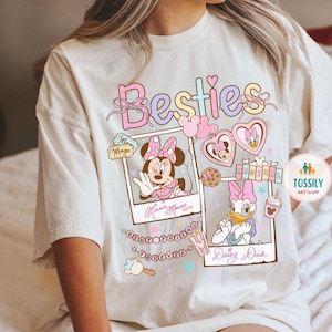 Retro Coquette Bows Minnie and Daisy shirt, Disney With My Bestie, Disney Girls Trip shirts, WDW Magic Kingdom Disneyland Matching Girls Tee