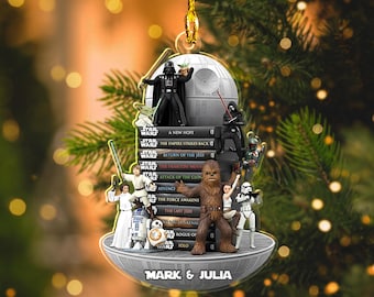 Personalized Star Wars Christmas 2D Flat Ornament Acrylic , Death Star Mandalorian Xmas Decor, Star Wars Xmas Ornament with Characters