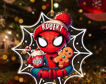 Personalized Spiderman Ornament, Superhero Ornament, Spiderman Christmas Ornament, Custom Spidey Ornament, Spidey Ornament, Kids Ornament