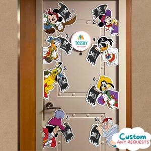 Personalized Disney Pirates of Caribbean Family Magnet, Mickey and Friends Disney Pirate Magnet, Cruise Ship Stateroom Door Decor