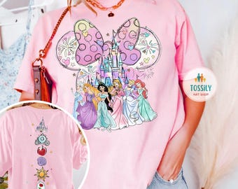 Disney Princess Shirt, Watercolor Magic Castle Princess T-shirt, Disney Princess Sketch Shirt, Disneyland Family Trip Tees Belle Rapunzel
