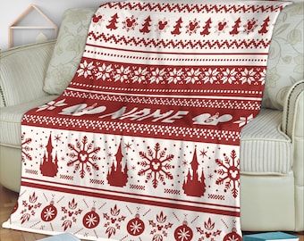 Personalized Mickey and Friends Santa Disney Christmas Blanket, Mickey's Very Merry Christmas Party Home Decor, Family Christmas Tree Gifts