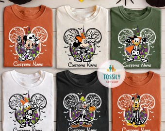 Vintage Disney Halloween All Characters Shirts, Mickey And Friends Halloween Shirt, Halloween Party Shirt, Disney Family Halloween Shirts