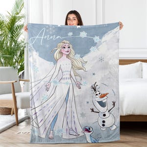 Personalized Frozen Elsa Queen Fleece Blanket, Elsa Queen Blanket, Frozen Blanket, Frozen Movie Blanket, Custom Name Elsa Blanket