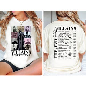 Vintage Two-sided Disney Villains Evil Tour Comfort Colors Shirt, Disney Evil Friends 2025 Matching, Bad Witch Disney Shirt, Evil Queen Tee