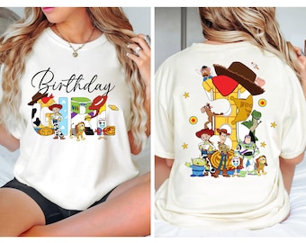 Personalized Disney Pixar Toy Story Birthday T-Shirt, Custom Disney Buzz Woody Jessie Birthday Present Gift, Disneyland Family Trip Tee