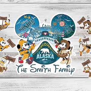 Personalized Disney Alaska Cruise magnet, Mickey & friends Disney Cruise Line magnet, Disney Wonder Family cruise door magnet decorations