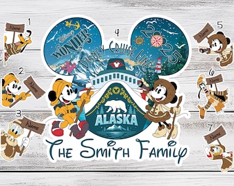 Imán personalizado de crucero Disney por Alaska, imán de Mickey y sus amigos de Disney Cruise Line, decoración de puerta con imán para crucero Disney Wonder Family