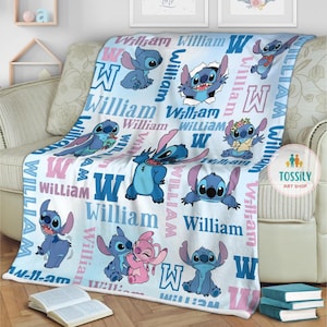 Custom Stitch Blanket, Christmas stich , Disney Blanket, Custom Name Blanket, Disney Trip Blanket, Birthday Gift, Christmas, Stitch Blanket