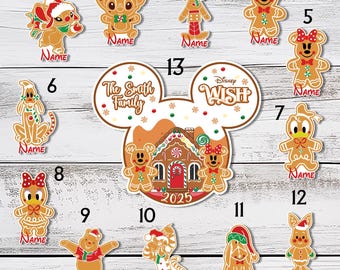 Personalized Mickey and Friends  Gingerbread Cruise Magnet,  Christmas Very Merrytime Cruise 2025 Magnet for Stateroom Door
