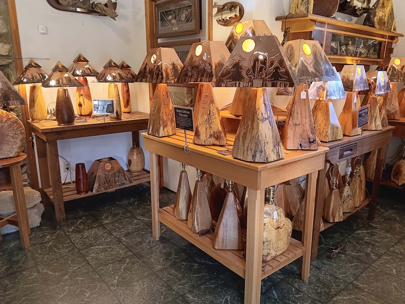 Rustic Lamps in Shop picture.  Variety of lamp bases and styles