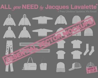 All You Need Vektor Mockup Pack von Jacques Lavalette (Kostenlose Updates) Streetwear Vektor Mockup Pack Streetwear Mockup Template Pack Bundle