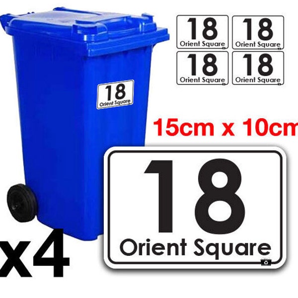 Wall Plaques | Personalised Wheelie Bin Numbers Sticker Labels - Full set of 4 self adhesive stickers indoor and outdoor | Fully Waterproof