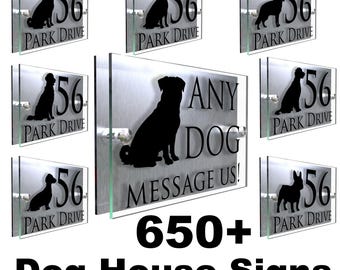 House Wall Plaques UK | Personalised Dog | Precision UV Printed Exterior House Wall Dogs Door Number Sign | 200mm x 130mm