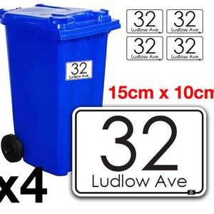 Wall Plaques | Personalised Bin Sign Sticker Labels - Full set of 4 self adhesive stickers indoor and outdoor | Fully Waterproof - Recycling