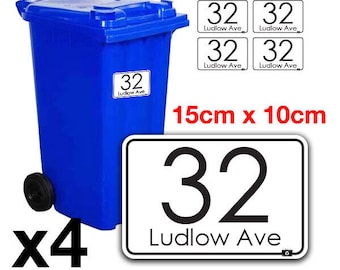 Wall Plaques | Personalised Bin Sign Sticker Labels - Full set of 4 self adhesive stickers indoor and outdoor | Fully Waterproof - Recycling