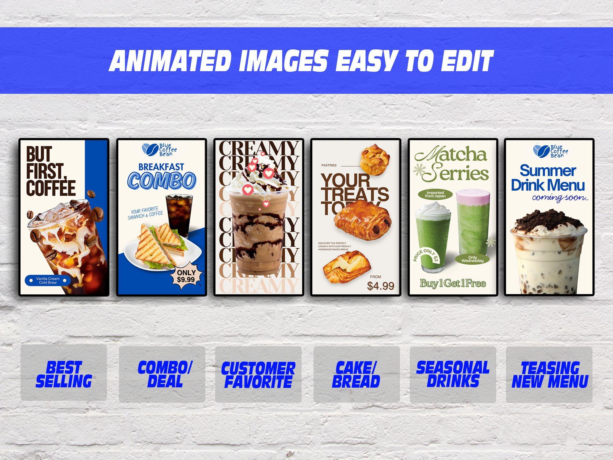 Menu 4k Minimalistic Cafe Menu for 4K Displays Template, Digital Menu Board ...