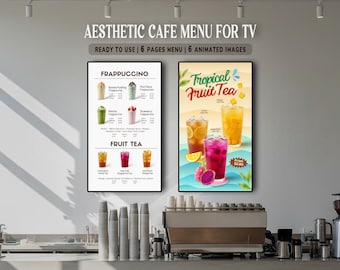 Ästhetisches Cafe-Menü für 4K-vertikale Displays, minimalistisches Coffee-Shop-Menü TV-bearbeitbare Vorlage