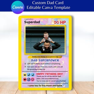Aangepaste legendarische Superdad Vaderdag gamekaart png, hologramkaart vader, anime kaart vaderdag, gepersonaliseerd cadeau voor vader digitale download