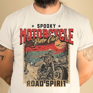 Spooky Motorcycle Rider Club Skeleton Biker Png, Skeleton on Motorcycle Png,Skull Biker Digital Download,Halloween Biker Skull Tshirt Design