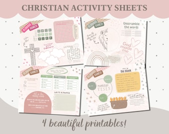 Christian Kids Activity Sheets: Bible Games, Sunday School (PDF Print)