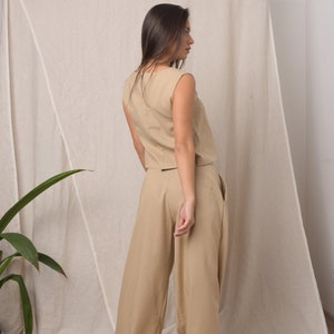 Linen pants for women / Beige linen pants / Minimalist pants / Wide leg pants women / Maxi pants / Plus size boho pants / Linen trousers image 5