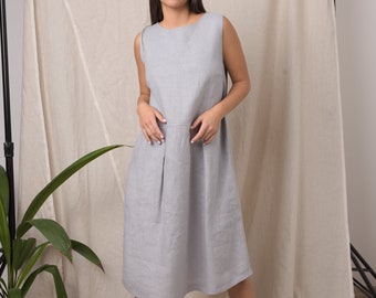 Grey linen dress / Boho linen dress / Loose linen dress / Gray linen dress / Linen summer dress / Midi linen dress / Summer linen dress