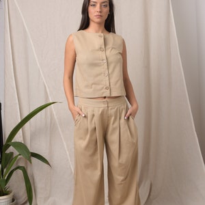Linen pants for women / Beige linen pants / Minimalist pants / Wide leg pants women / Maxi pants / Plus size boho pants / Linen trousers image 3