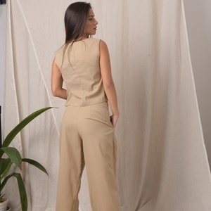 Linen pants for women / Beige linen pants / Minimalist pants / Wide leg pants women / Maxi pants / Plus size boho pants / Linen trousers image 4